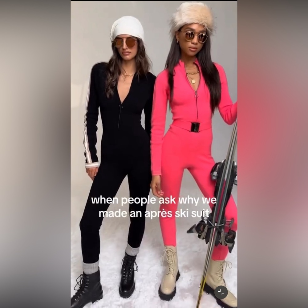 NWT Ramy Brook $545 Pink Bode Ski Suit Size Large (includes the belt)